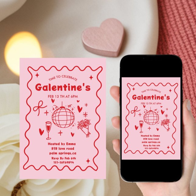 Whimsical Galentines Valentines girls  Party Inbjudningar (Skapare uppladdad)