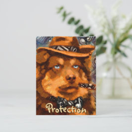 Whimsical Gangster Hund Retro Noir Blåögd Konst Vykort