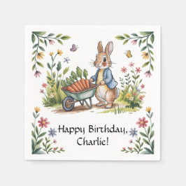 Whimsical Garden Bunny Boy Birthday Bash Pappersservett