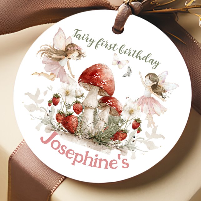 whimsical garden fairy first birthday girl gåvor etiketter (Skapare uppladdad)