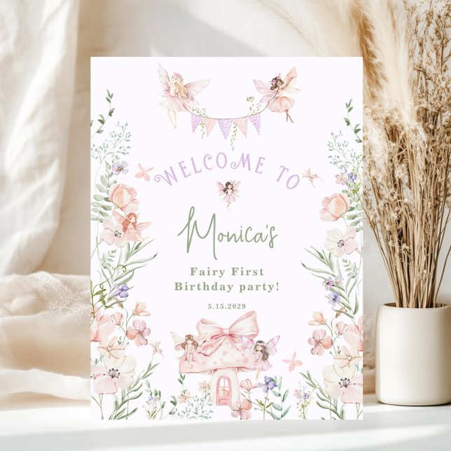 Whimsical garden Fairy First Birthday Welcome Poster (Skapare uppladdad)
