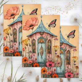 WHIMSICAL GARDEN FAIRY HOUSE DECOUPAGE