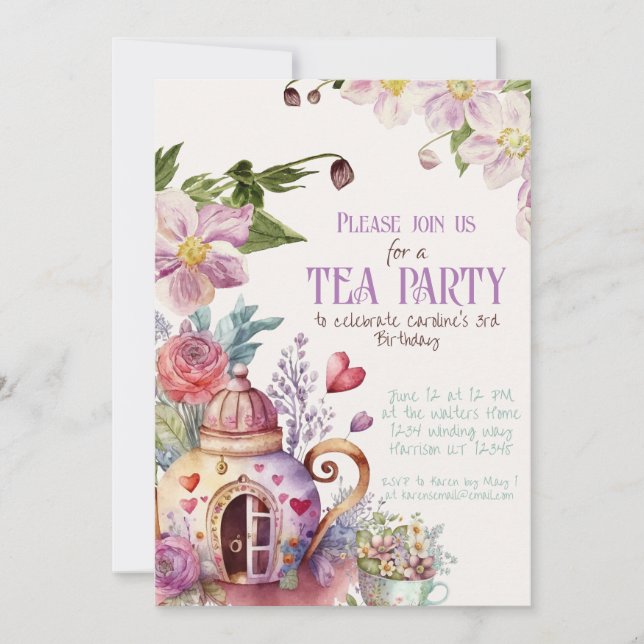 Whimsical Garden Fairytale Tea Party Inbjudningar (Framsida)