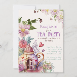 Whimsical Garden Fairytale Tea Party Inbjudningar