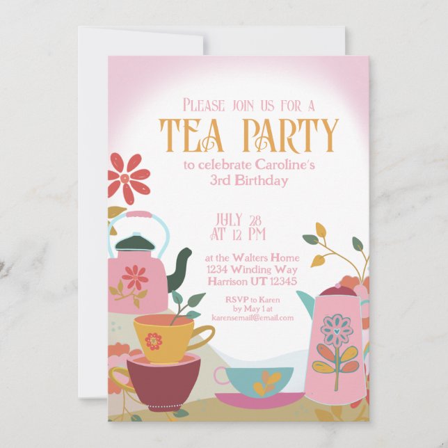 Whimsical Garden Fairytale Tea Party Inbjudningar (Framsida)
