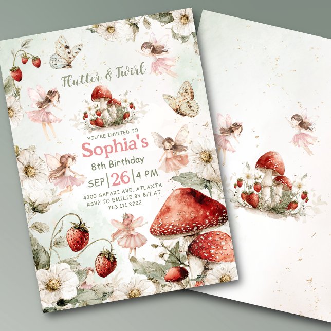 whimsical garden flutter and twirl fairy birthday inbjudningar (Skapare uppladdad)