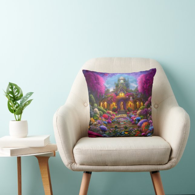 Whimsical Garden fylld med blommor Kudde (Stol)