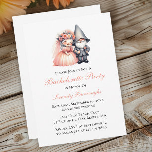 Whimsical Garden Gnome Orange Bachelorette Inbjudningar