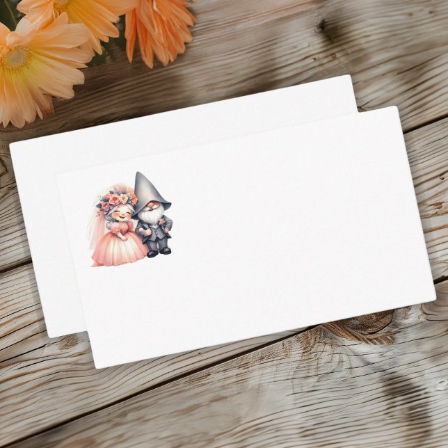 Whimsical Garden Gnome Rustic Woodland Bröllop Placeringskort (Skapare uppladdad)