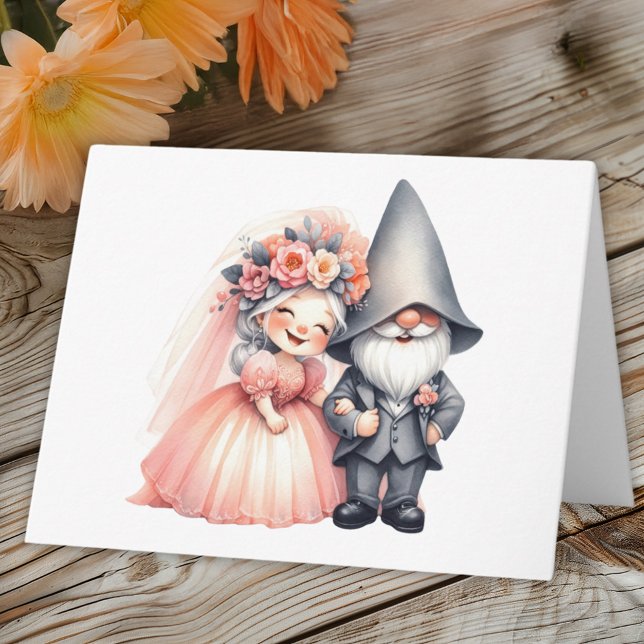 Whimsical Garden Gnome (sommartid) Bröllop (Orange Kort (Skapare uppladdad)
