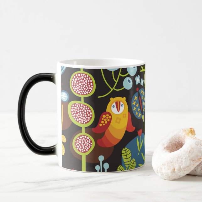 Whimsical Garden Owl Mug Magisk Mugg (Med munk)
