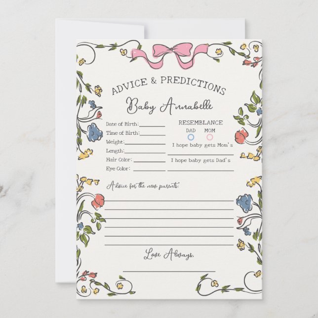 Whimsical Garden Party Blommigt Shower Baby Advice Inbjudningar (Framsida)