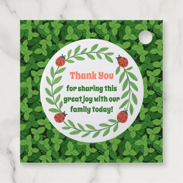 Whimsical Garden Party Tack Märkre Gåvor Etiketter (Baksida)