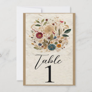Whimsical Garden Pressade blommor Bordskortnummer Inbjudningar
