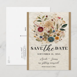 Whimsical Garden Pressade Blommor Spara Datum Meddelande Vykort