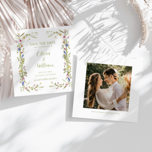 Whimsical Garden Wildblomma Bröllop Spara Datumet (Skapare uppladdad)