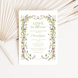 Whimsical Garden Wildblomme Ram Möhippa Inbjudningar