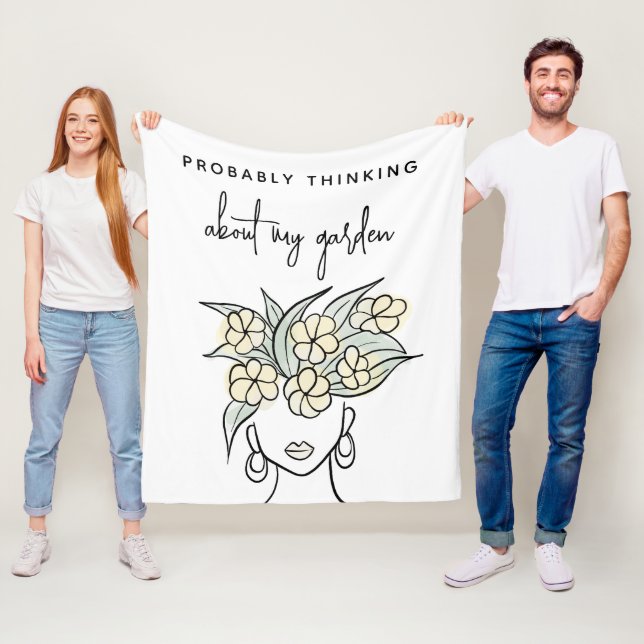 Whimsical Gardener Boho Gult Blommigt Personlig Fleecefilt (På plats)