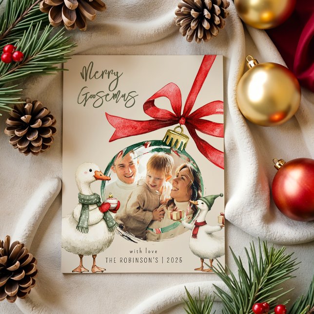 Whimsical Gås Jul Julkort (Skapare uppladdad)