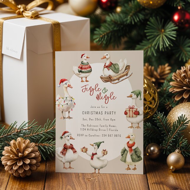 Whimsical Gås Julfest Inbjudningar (Skapare uppladdad)