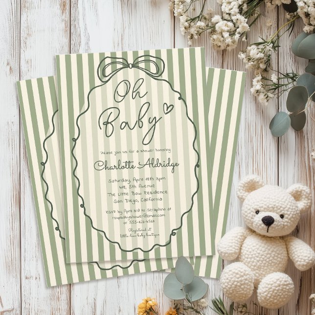 Whimsical Gender Neutral Sage Green Baby Shower Inbjudningar (Skapare uppladdad)