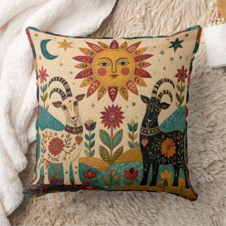 Whimsical Getter Folk Art Kudde