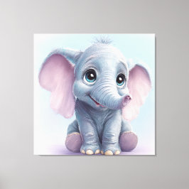 Whimsical Ghibli-Inspired Baby Elephant Art Print Canvastryck