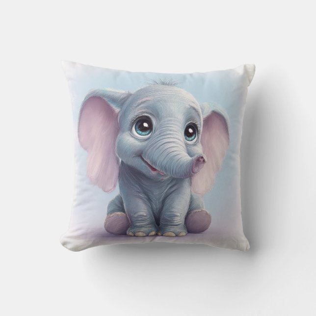 Whimsical Ghibli-Inspired Baby Elephant Art Print Kudde (Framsida)