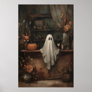 Whimsical Ghost Bar Cocktailtryck Mörk Akademia Poster