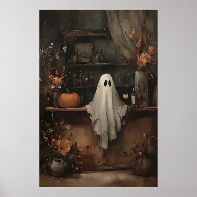 Whimsical Ghost Bar Cocktailtryck Mörk Akademia Poster (Framsidan)