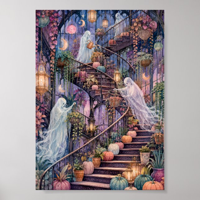 Whimsical Ghost Conservatory Mysigt gotiskt botani Poster (Framsidan)