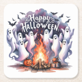 Whimsical Ghost Halloween Papper Underlägg