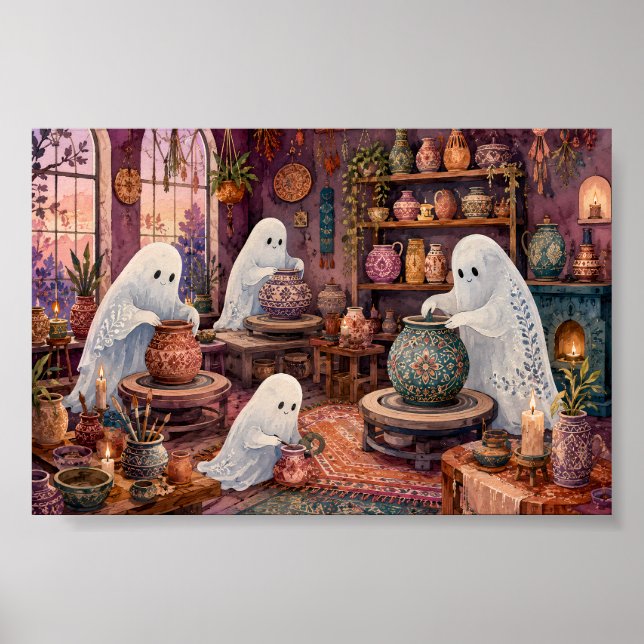 Whimsical Ghost Keramikstudio Mysig Goth Keramik Poster (Framsidan)