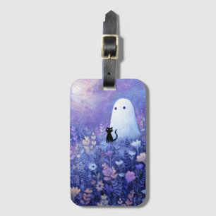 Whimsical Ghost och Cat i Twilight Meadow Bagagebricka