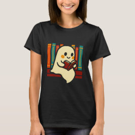 Whimsical Ghost Reading Bok T Shirt