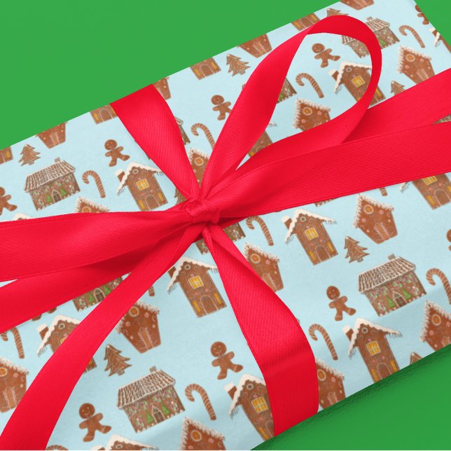 Whimsical Gingerbread Houses & Cookies Presentpapper (Make little hearts dance with delight - Whimsical Gingerbread Houses & Cookies Wrapping Paper!)