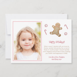 Whimsical Gingerbread Man Liten flicka klassrum Julkort