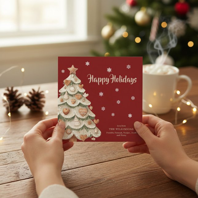 Whimsical Gingerbread Tree Holiday Greeting Card Inbjudningar (Skapare uppladdad)