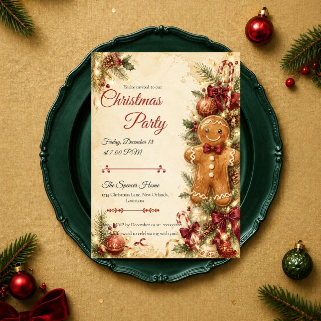 Whimsical Gingkridd Julfest Inbjudningar (Skapare uppladdad)