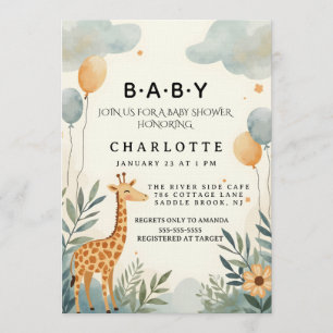 Whimsical Giraff Bebis Bebis Shower Inbjudningar