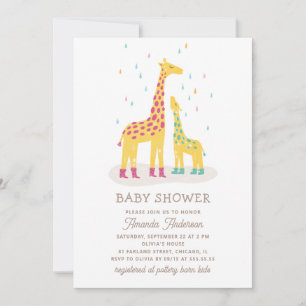 Whimsical Giraffe Baby Shower Färgfläckar Inbjudningar