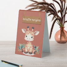 Whimsical Giraffe Heights Bord Sign