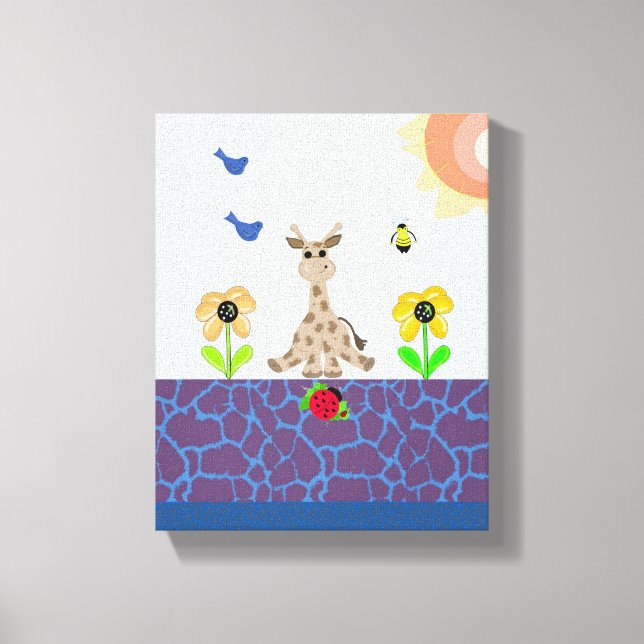 Whimsical Giraffe in Nature Scene Canvastryck (Framsida)
