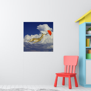 Whimsical Giraffe Paraply Flyg Iväg Med Mig Affisc Poster