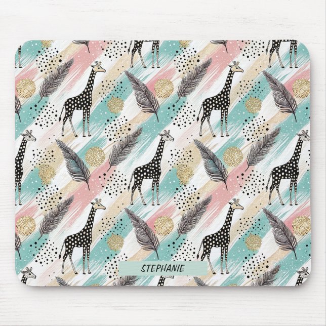 Whimsical Giraffe Polka Dot Mönster - Pastel Musmatta (Framsidan)
