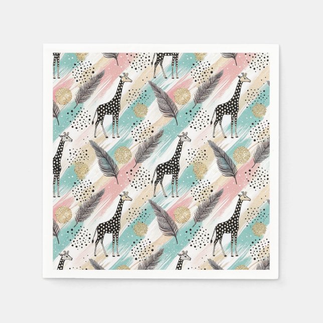 Whimsical Giraffe Polka Dot Mönster - Pastel Pappersservett (Framsidan)
