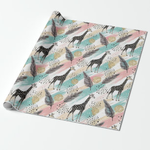 Whimsical Giraffe Polka Dot Mönster - Pastel Presentpapper