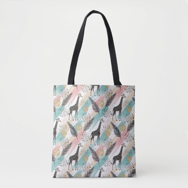 Whimsical Giraffe Polka Dot Mönster - Pastel Tygkasse (Framsida)