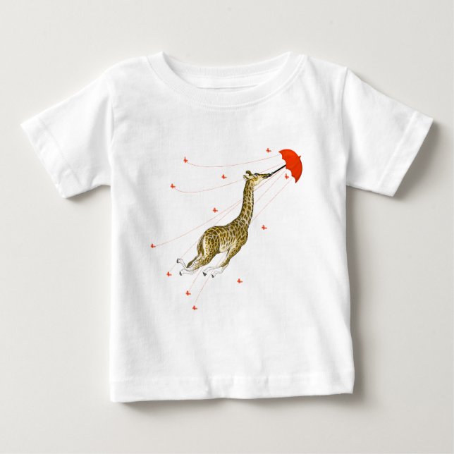 Whimsical Giraffe Red Butterfly T-shirts (Framsida)