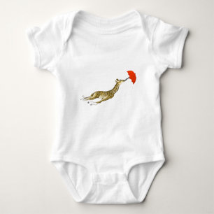 Whimsical Giraffe Röda Paraply T-shirts